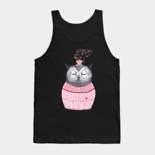 Owl with coffee Tank Top